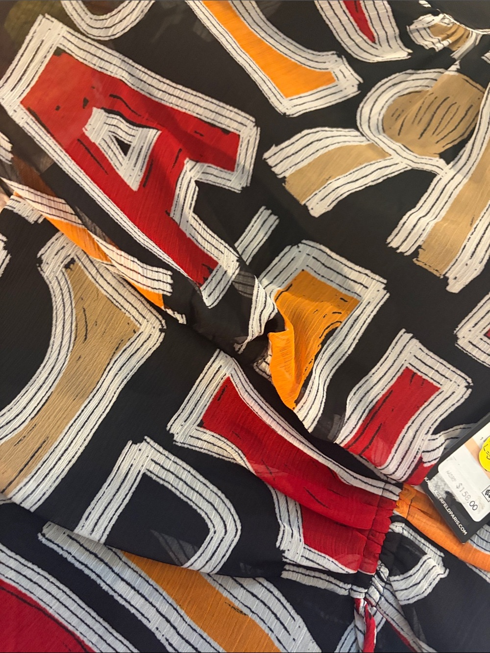 NWT Karl Lagerfeld Paris Abstract Geometric Chiffon Dress Maxi Midi, MSRP $158 - Picture 12 of 12